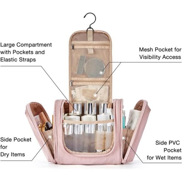 Toiletry Bag for Women Travel Toiletry Organizer w hanging hook Water-resistant - Picture 3 of 6